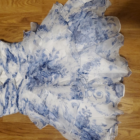 Stacees A-line Floral Print Ruffled Strapless Homecoming Dress w/ Cutouts  NWT 6 - Picture 7 of 16